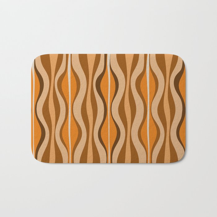 Hourglass Abstract Mid-century Modern Pattern in 70s Brown Orange Beige Bath Mat Gallery Image 1