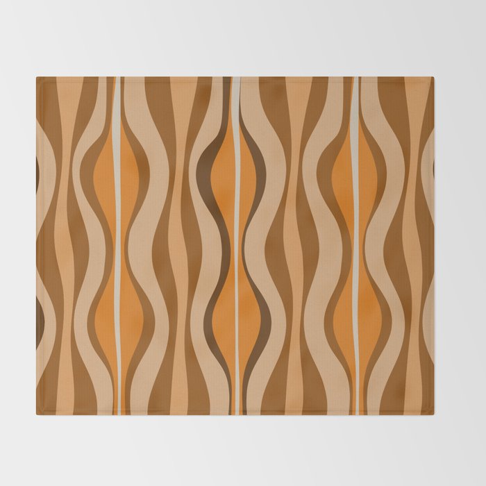Hourglass Abstract Mid-century Modern Pattern in 70s Brown Orange Beige Throw Blanket Gallery Image 2