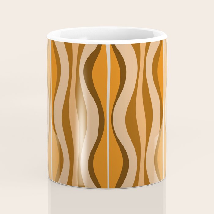 Hourglass Abstract Mid-century Modern Pattern in 70s Brown Orange Beige Coffee Mug Gallery Image 4