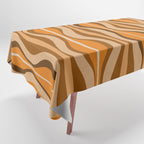 Hourglass Abstract Mid-century Modern Pattern in 70s Brown Orange Beige Tablecloth Gallery Image 1