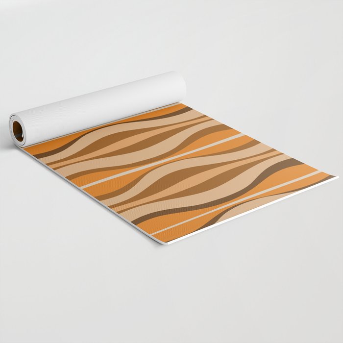 Hourglass Abstract Mid-century Modern Pattern in 70s Brown Orange Beige Yoga Mat Gallery Image 2