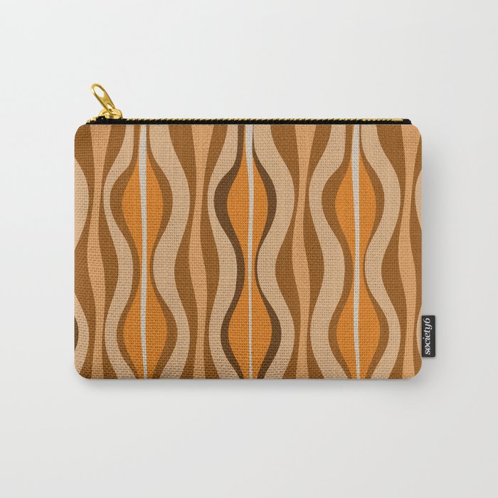 Hourglass Abstract Mid-century Modern Pattern in 70s Brown Orange Beige Carry All Pouch Gallery Image 1