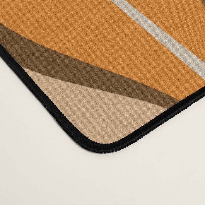 Hourglass Abstract Mid-century Modern Pattern in 70s Brown Orange Beige Desk Mat Gallery Image 4