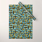 Simple Hand-cut Pattern #5 / Blue & Brown Wrapping Paper Gallery Image 1
