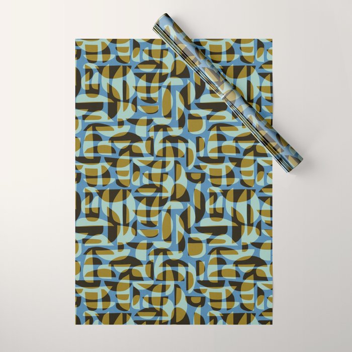Simple Hand-cut Pattern #5 / Blue & Brown Wrapping Paper Gallery Image 1