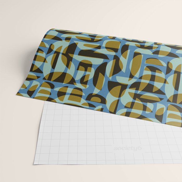Simple Hand-cut Pattern #5 / Blue & Brown Wrapping Paper Gallery Image 2