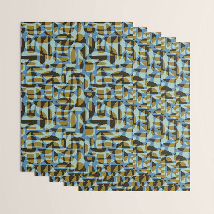 Simple Hand-cut Pattern #5 / Blue & Brown Wrapping Paper Gallery Image 3