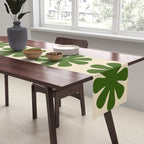 Scandi Floral Grid Retro Pattern Cream Orange Green Ochre Table Runner Gallery Image 2