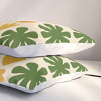 Scandi Floral Grid Retro Pattern Cream Orange Green Ochre Pillow Sham Gallery Image 3
