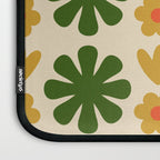 Scandi Floral Grid Retro Pattern Cream Orange Green Ochre Laptop Sleeve Gallery Image 3