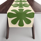 Scandi Floral Grid Retro Pattern Cream Orange Green Ochre Table Runner Gallery Image 1