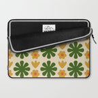Scandi Floral Grid Retro Pattern Cream Orange Green Ochre Laptop Sleeve Gallery Image 2
