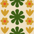 Scandi Floral Grid Retro Pattern Cream Orange Green Ochre Coffee Mug Gallery Image 2