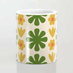 Scandi Floral Grid Retro Pattern Cream Orange Green Ochre Coffee Mug Gallery Image 4