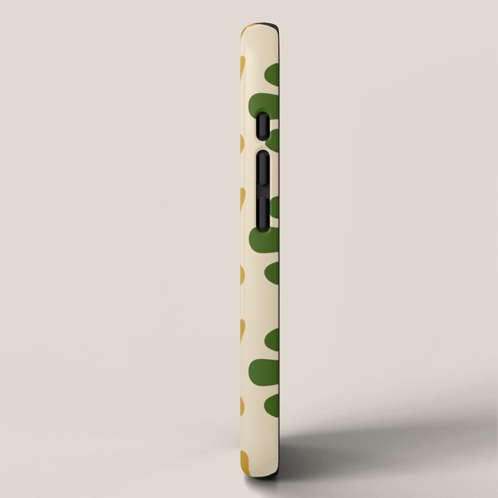 Scandi Floral Grid Retro Pattern Cream Orange Green Ochre iPhone Case Gallery Image 2