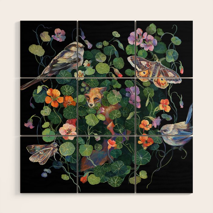 Nasturtium Fox Garden Wood Wall Art Gallery Image 1