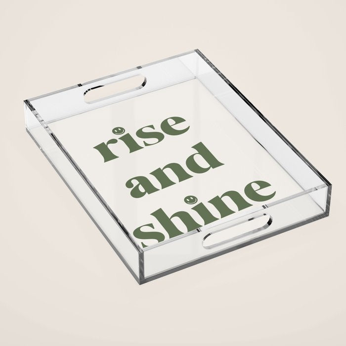 Rise And Shine Muted Green On Cream Acrylic Tray Gallery Image 1
