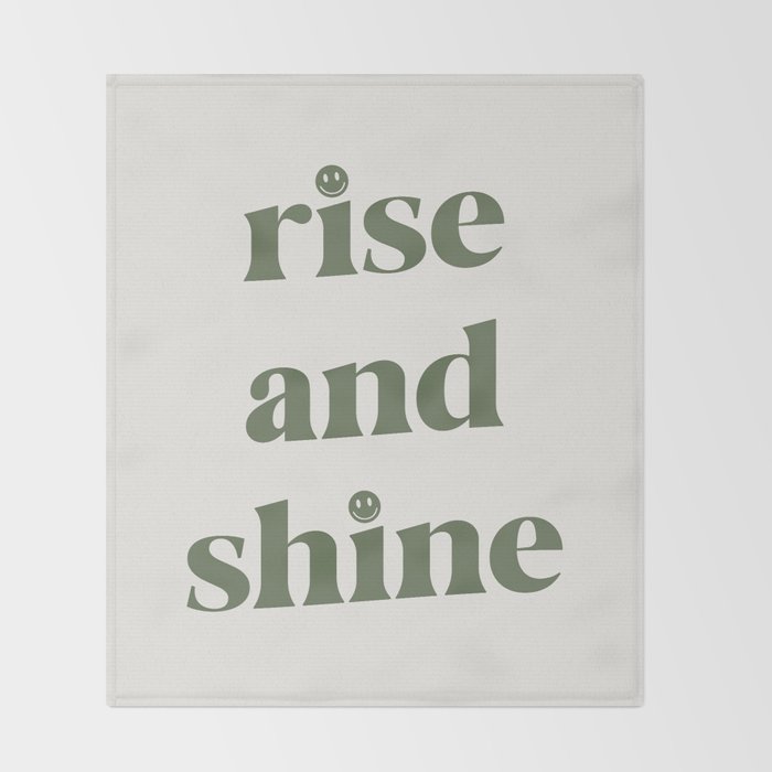 Rise And Shine Muted Green On Cream Throw Blanket Gallery Image 2