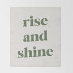 Rise And Shine Muted Green On Cream Throw Blanket Gallery Image 2