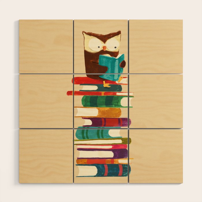 Owl Reading Rainbow Wood Wall Art Gallery Image 1