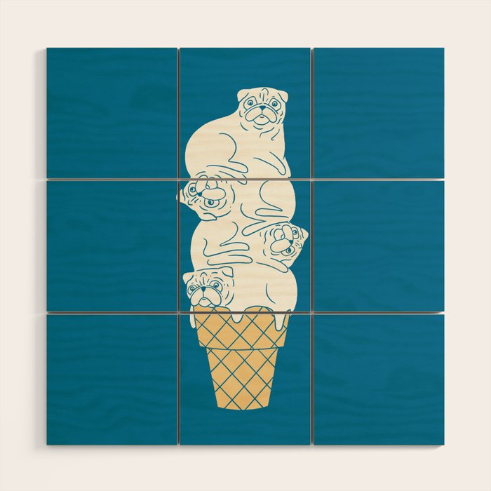 Pug Ice Cream Wood Wall Art Gallery Image 1