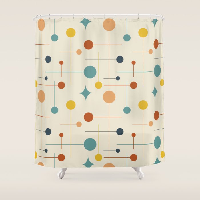 Mid Century Modern Atomic Abstract Pattern 9 Shower Curtain