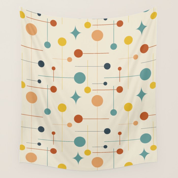 Mid Century Modern Atomic Abstract Pattern 9 Wall Tapestry Gallery Image 4