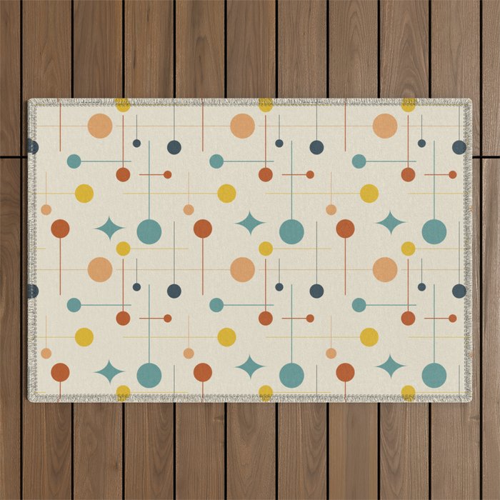 Mid Century Modern Atomic Abstract Pattern 9 Outdoor Rug Gallery Image 1