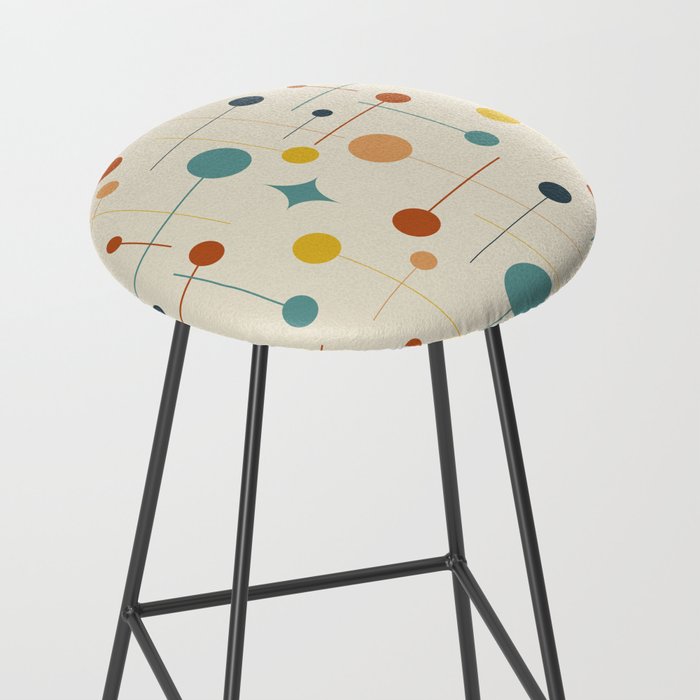 Mid Century Modern Atomic Abstract Pattern 9 Stool Gallery Image 2