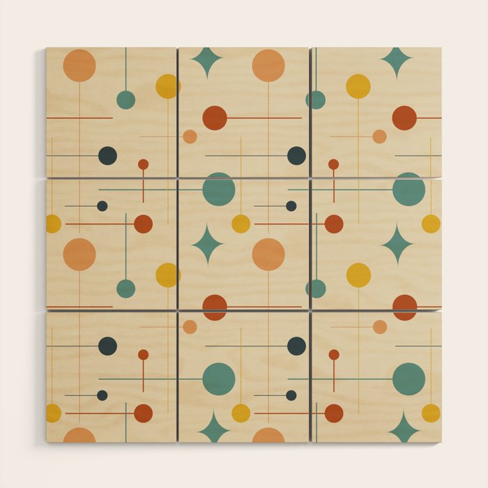Mid Century Modern Atomic Abstract Pattern 9 Wood Wall Art Gallery Image 1