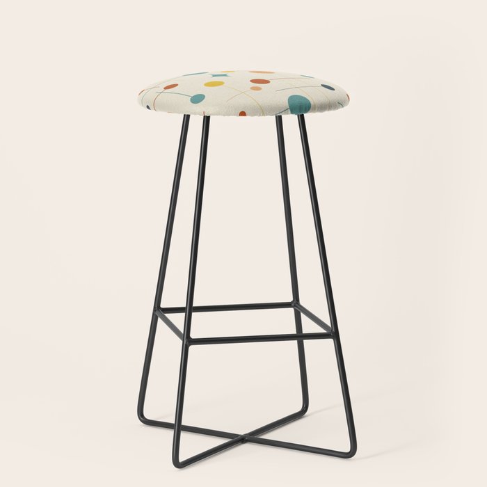 Mid Century Modern Atomic Abstract Pattern 9 Stool Gallery Image 1