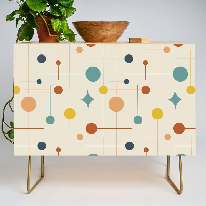 Mid Century Modern Atomic Abstract Pattern 9 Credenza Gallery Image 1