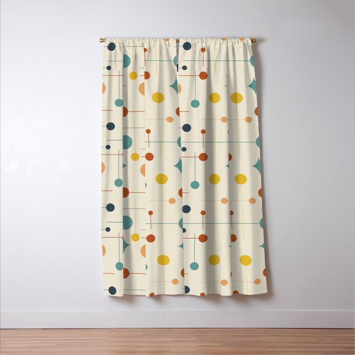 Mid Century Modern Atomic Abstract Pattern 9 Window Curtain Gallery Image 3