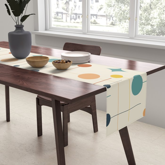 Mid Century Modern Atomic Abstract Pattern 9 Table Runner Gallery Image 2