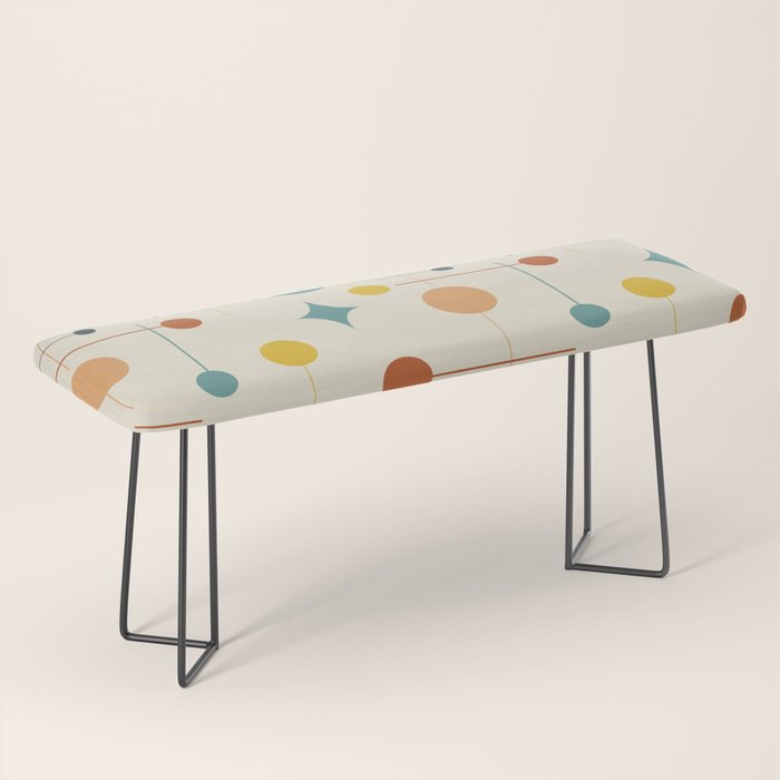 Mid Century Modern Atomic Abstract Pattern 9 Bench Gallery Image 1