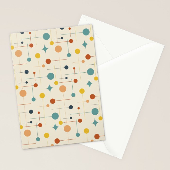Mid Century Modern Atomic Abstract Pattern 9 Stationery Card Gallery Image 2