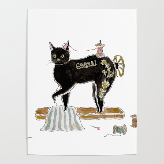 Sewing machine Cat Poster Gallery Image 4