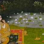 Princely ascetic in the forest visited by ladies c. 1760 Gum tempera and gold on paper Indian Miniature Painting  Coffee Mug Gallery Image 2