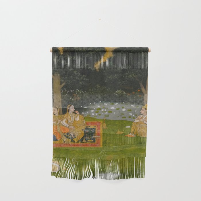 Princely ascetic in the forest visited by ladies c. 1760 Gum tempera and gold on paper Indian Miniature Painting  Wall Hanging Gallery Image 1