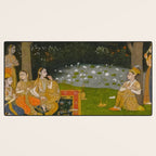 Princely ascetic in the forest visited by ladies c. 1760 Gum tempera and gold on paper Indian Miniature Painting  Desk Mat Gallery Image 3