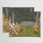 Princely ascetic in the forest visited by ladies c. 1760 Gum tempera and gold on paper Indian Miniature Painting  Placemat Gallery Image 1