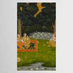 Princely ascetic in the forest visited by ladies c. 1760 Gum tempera and gold on paper Indian Miniature Painting  Tablecloth Gallery Image 2