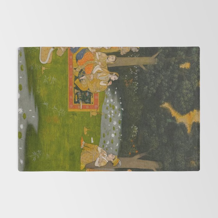 Princely ascetic in the forest visited by ladies c. 1760 Gum tempera and gold on paper Indian Miniature Painting  Rug Gallery Image 2