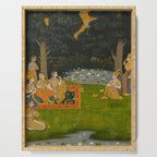 Princely ascetic in the forest visited by ladies c. 1760 Gum tempera and gold on paper Indian Miniature Painting  Serving Tray Gallery Image 1
