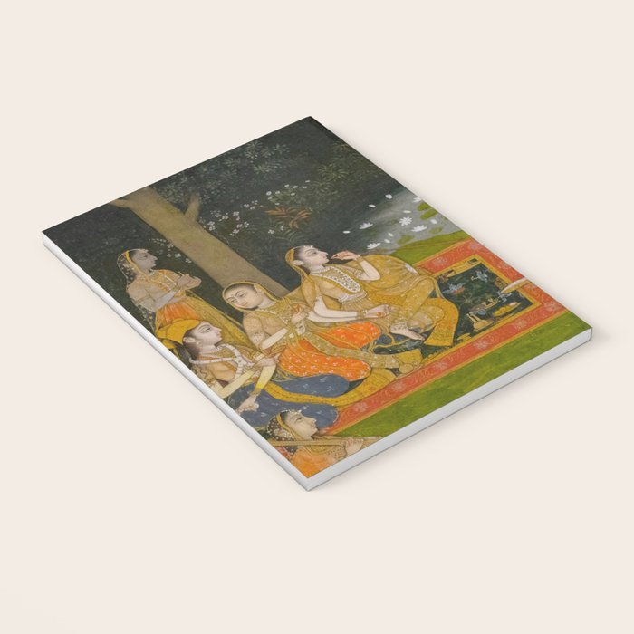 Princely ascetic in the forest visited by ladies c. 1760 Gum tempera and gold on paper Indian Miniature Painting  Notebook Gallery Image 3