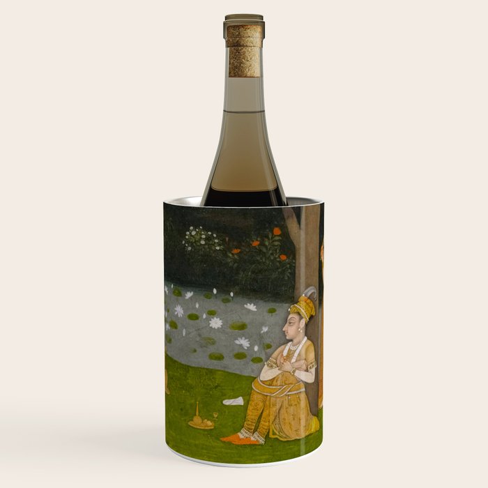 Princely ascetic in the forest visited by ladies c. 1760 Gum tempera and gold on paper Indian Miniature Painting  Wine Chiller Gallery Image 3