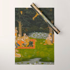 Princely ascetic in the forest visited by ladies c. 1760 Gum tempera and gold on paper Indian Miniature Painting  Wrapping Paper Gallery Image 1