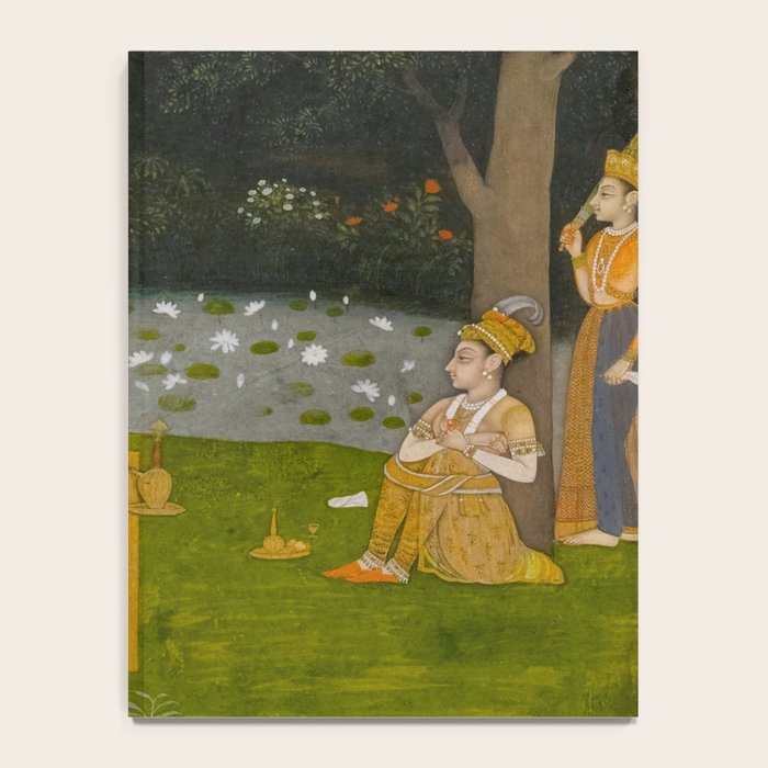 Princely ascetic in the forest visited by ladies c. 1760 Gum tempera and gold on paper Indian Miniature Painting  Notebook Gallery Image 4