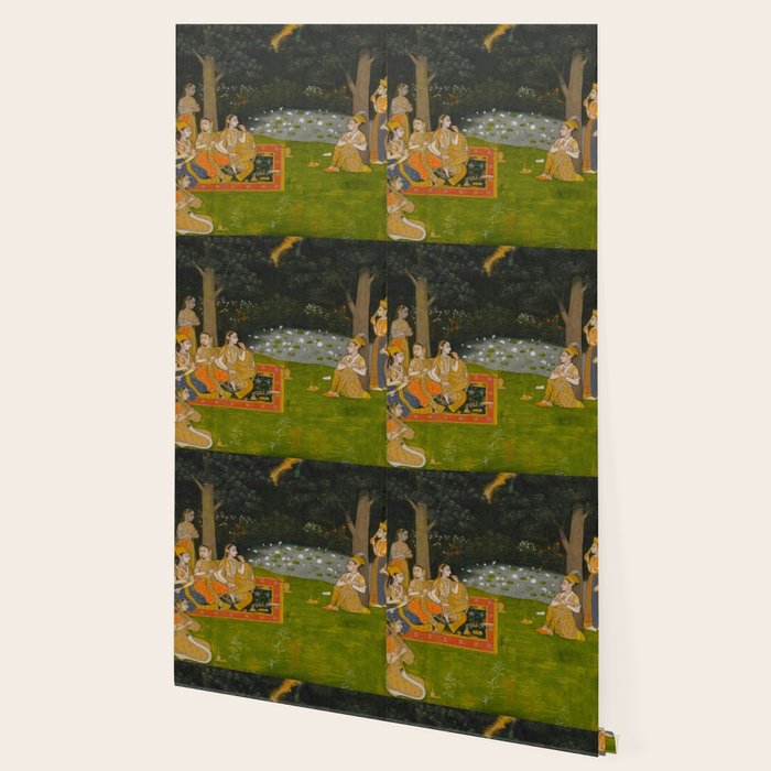 Princely ascetic in the forest visited by ladies c. 1760 Gum tempera and gold on paper Indian Miniature Painting  Wallpaper Gallery Image 2