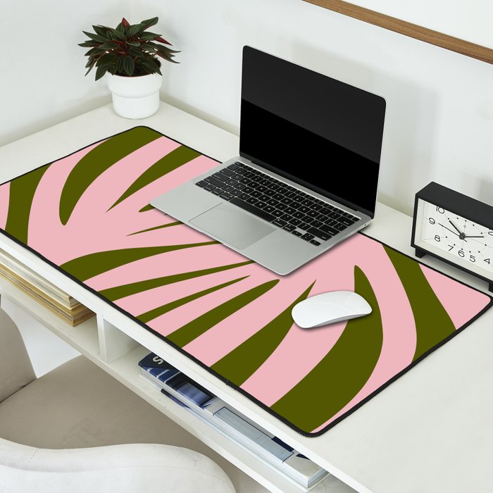Maldives Abstract Botanical Pattern in Pink and Green Desk Mat Gallery Image 2